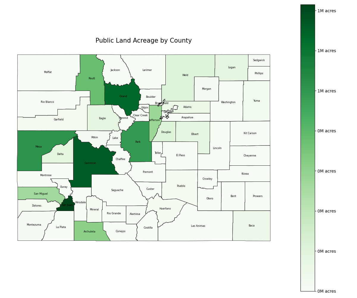 Public Land by County Map
